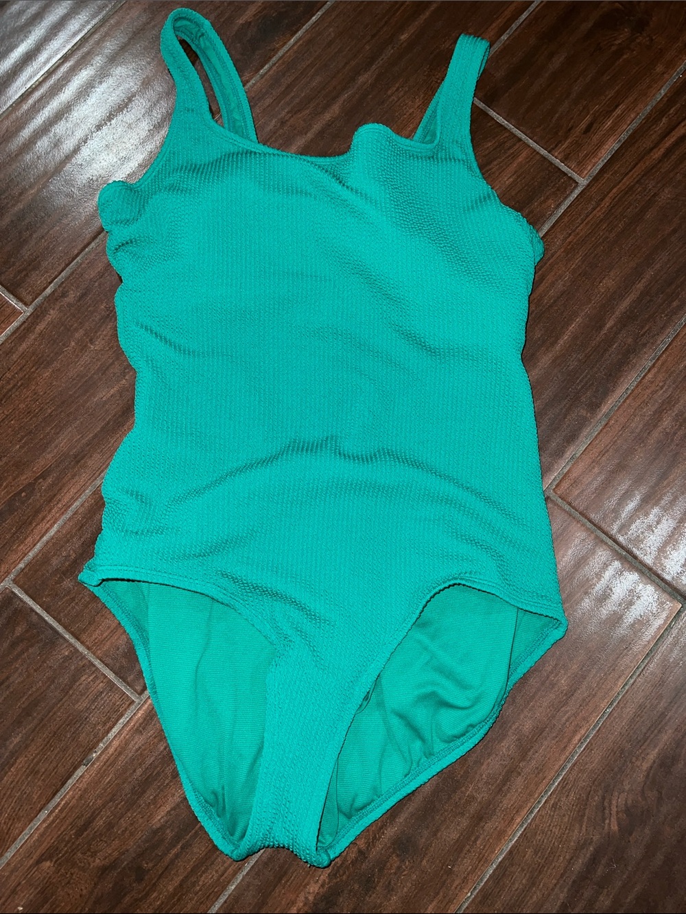 Time and Tru green  Ribbed One-Piece Swimsuit